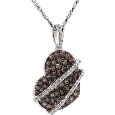 1.60 TW Cluster Chocolate Diamond Heart Pendant C… - image 1