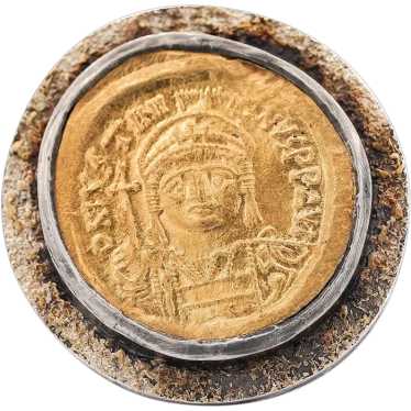 22K Gold Antique Byzantine Empire JUSTINIAN I Coi… - image 1