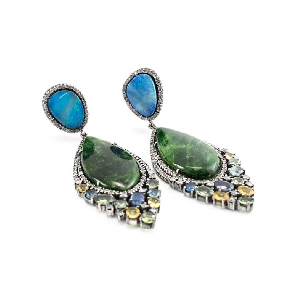 Vintage Silver Tourmaline Opal Multi Color Sapphi… - image 2