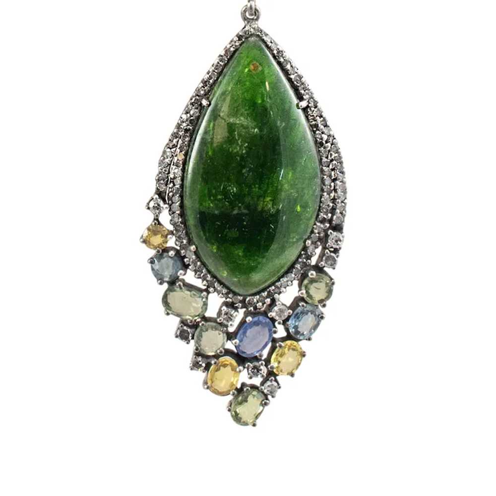 Vintage Silver Tourmaline Opal Multi Color Sapphi… - image 3