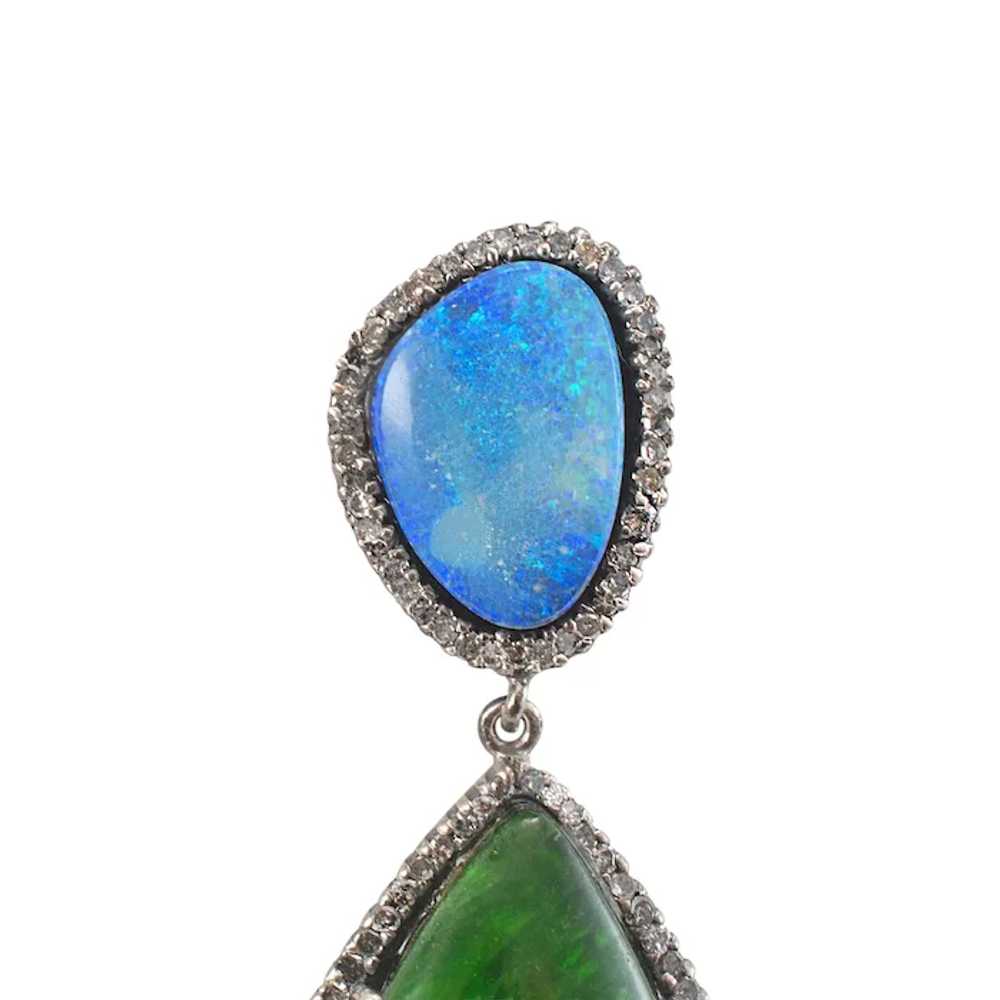 Vintage Silver Tourmaline Opal Multi Color Sapphi… - image 4