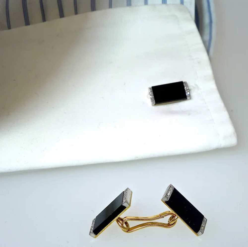 Cufflinks, Antique Art Deco Diamond & Onyx Platin… - image 5