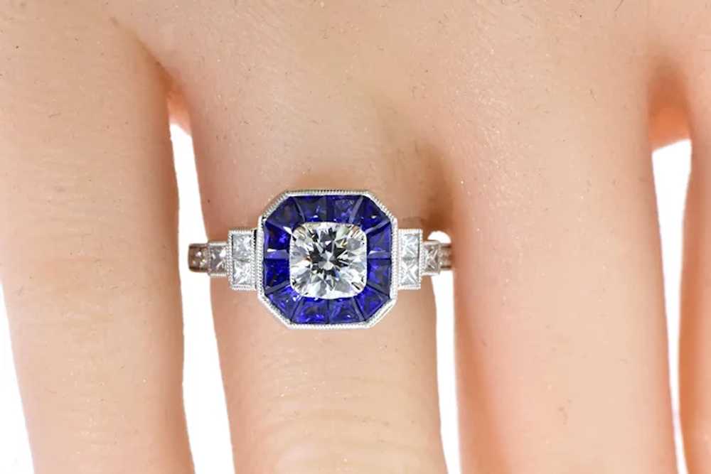 Very Fine White Diamond and Vivid Blue Sapphire C… - image 2