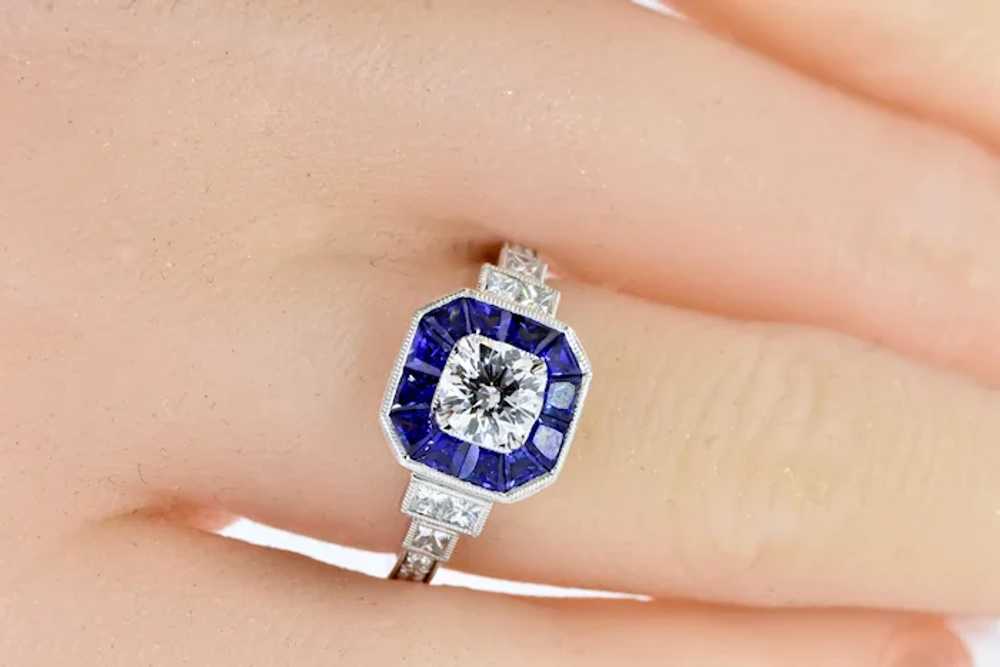 Very Fine White Diamond and Vivid Blue Sapphire C… - image 3