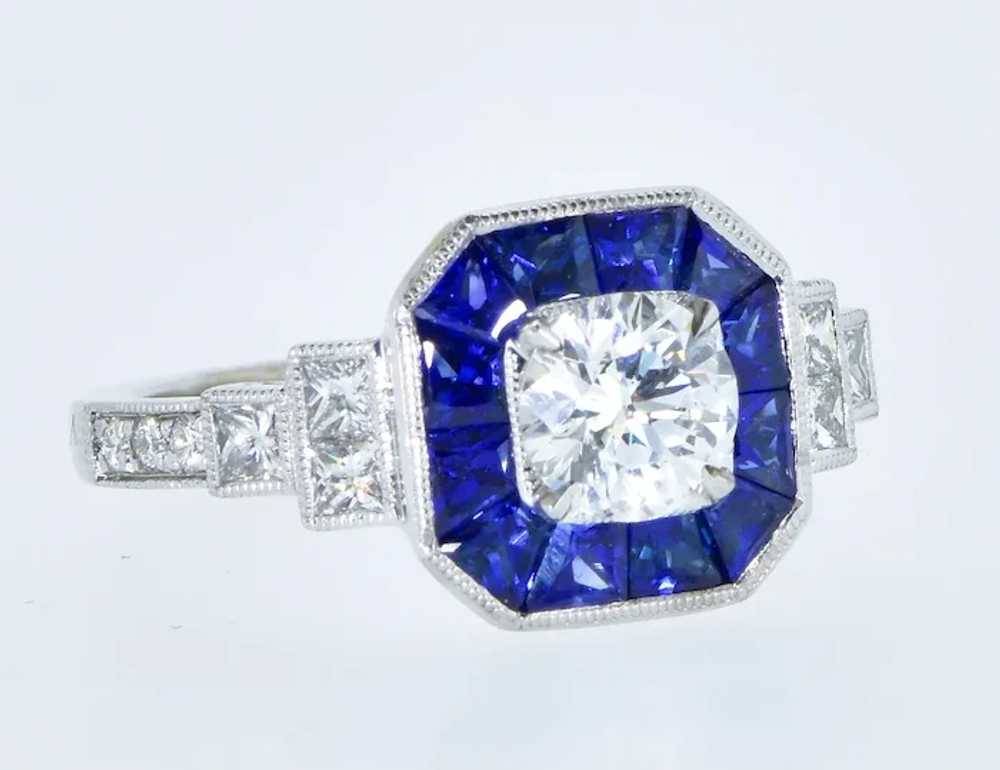 Very Fine White Diamond and Vivid Blue Sapphire C… - image 5