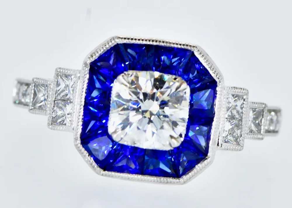 Very Fine White Diamond and Vivid Blue Sapphire C… - image 7