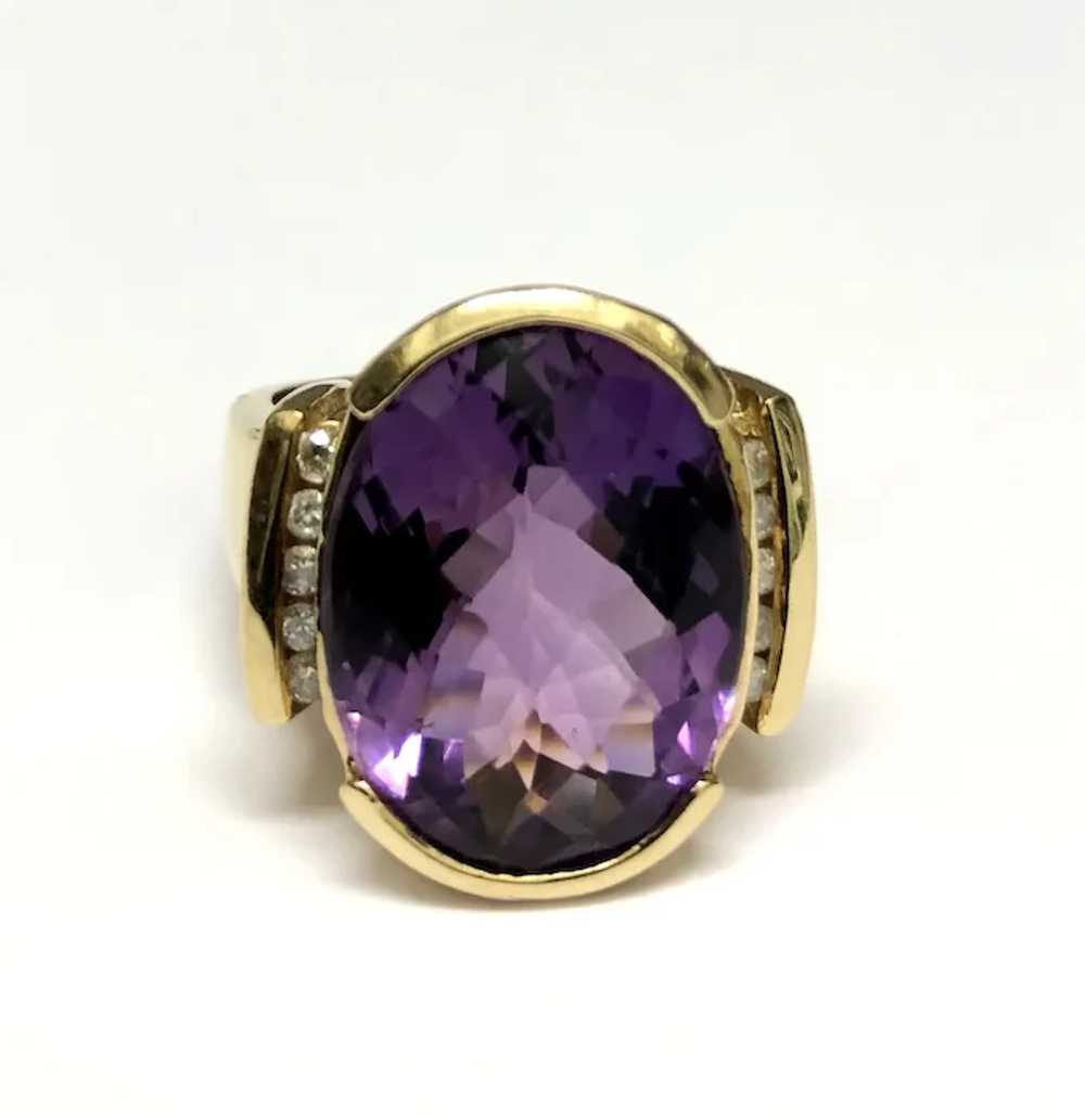 14K Yellow Gold Lady's Ring-Natural Amethyst and … - image 5