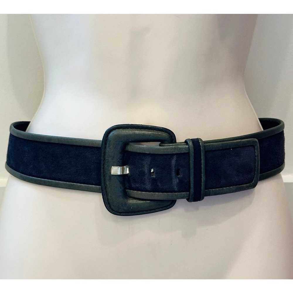 Vintage Green Escada Suede Leather Belt 33.5” mad… - image 1