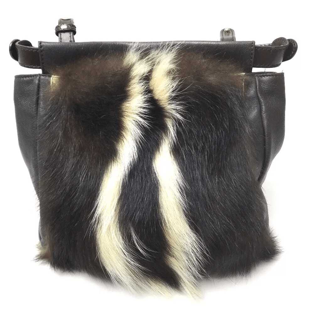 Fendi FENDI Peek-A-Boo Shoulder Bag with Fur Dark… - image 1