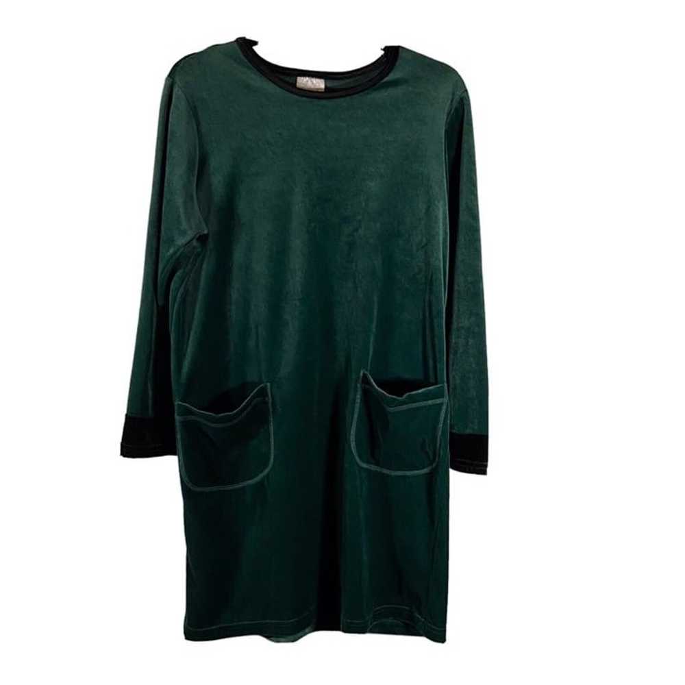 Style Studio Sweater Dress Small Green Velour Vel… - image 1