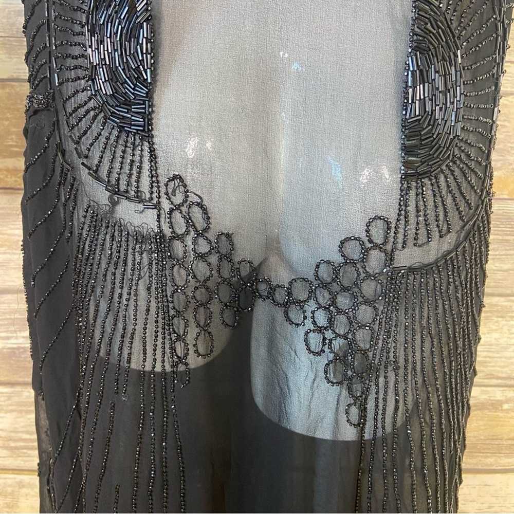 Antique Authentic black beaded 1920s flapper dres… - image 10