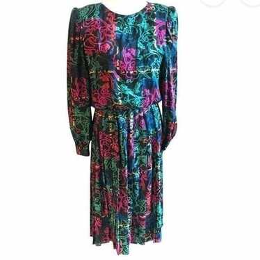 Adrianna papell 100% silk vintage 80’s dress