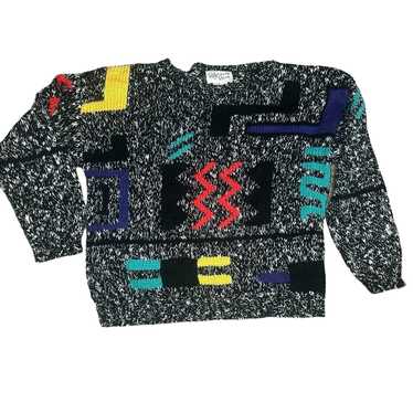 vintage 80s geometric sweater - image 1