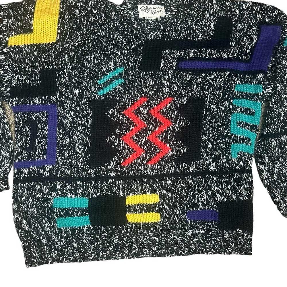 vintage 80s geometric sweater - image 2