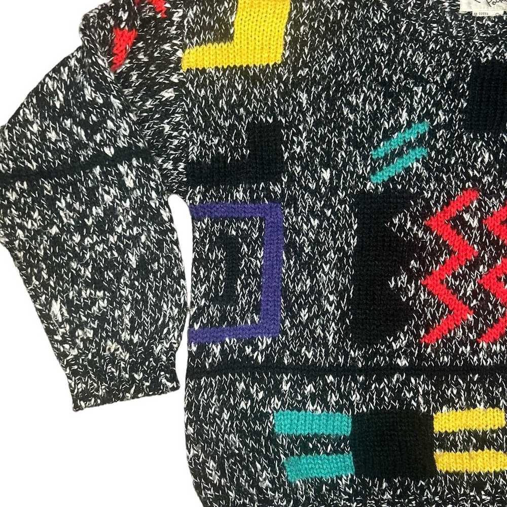 vintage 80s geometric sweater - image 3