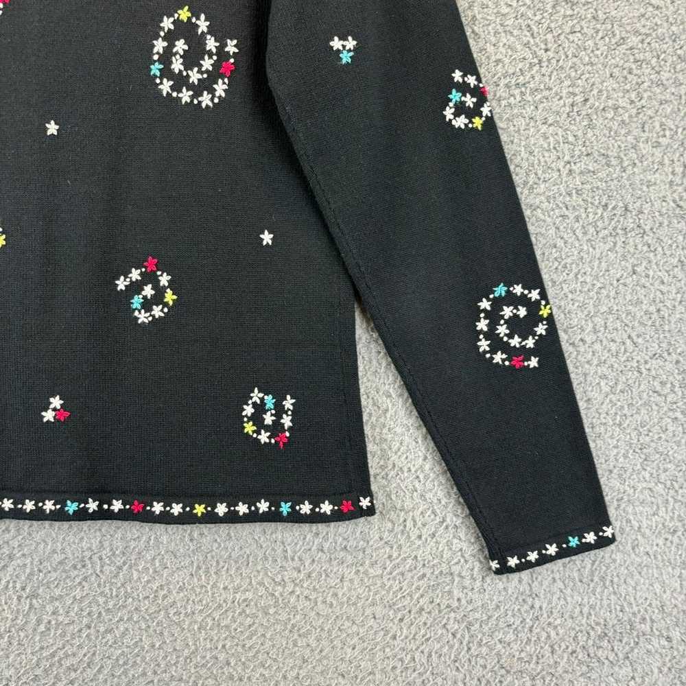 Vintage Talbots Embroidered Cardigan Small 90s Bl… - image 11