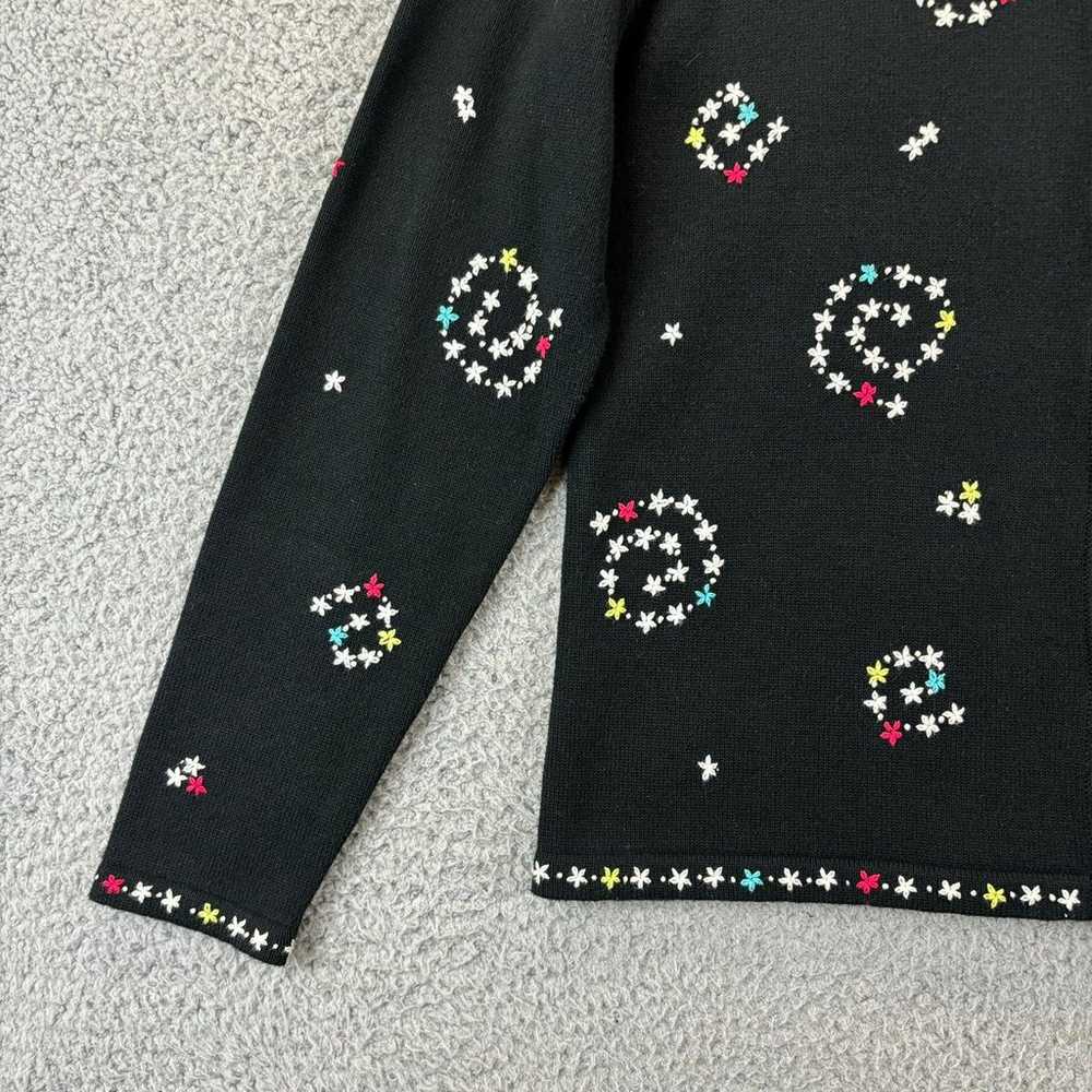 Vintage Talbots Embroidered Cardigan Small 90s Bl… - image 3