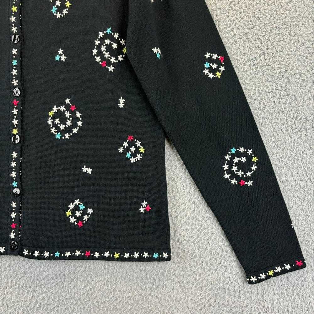 Vintage Talbots Embroidered Cardigan Small 90s Bl… - image 4