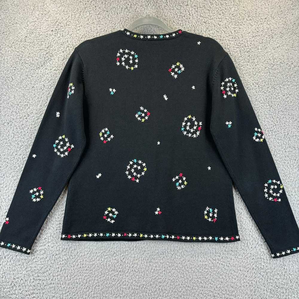 Vintage Talbots Embroidered Cardigan Small 90s Bl… - image 9