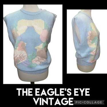 The Eagles Eye Vintage Light Blue Sleeveless Swea… - image 1