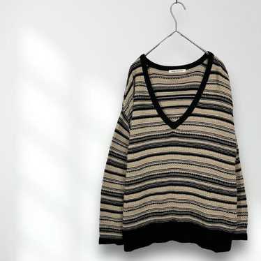 E5578 Natural Beauty Basic Knit V-Neck Border Lon… - image 1