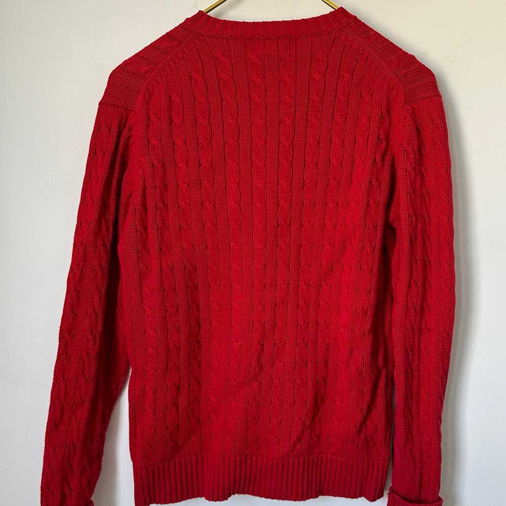 Vintage Lands End Red Cable Knit Cotton Button Fr… - image 3