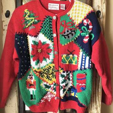 Appleseeds Vintage Christmas Sweater Hand Knit Wo… - image 1