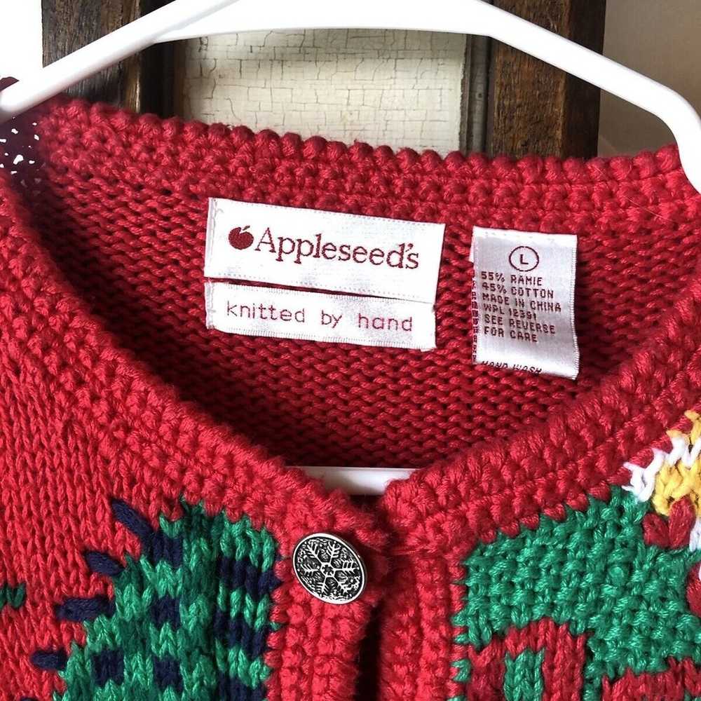 Appleseeds Vintage Christmas Sweater Hand Knit Wo… - image 6