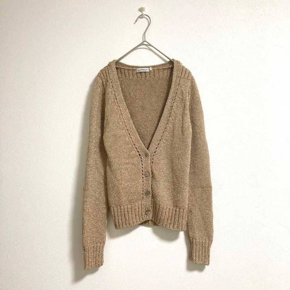 Ladies Outer Cardigan Long Sleeve Beige L Size Ov… - image 2