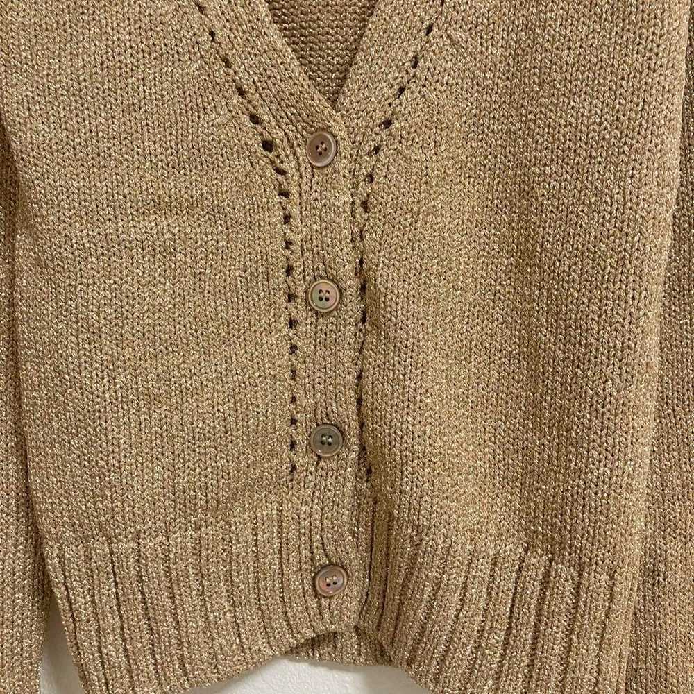 Ladies Outer Cardigan Long Sleeve Beige L Size Ov… - image 5