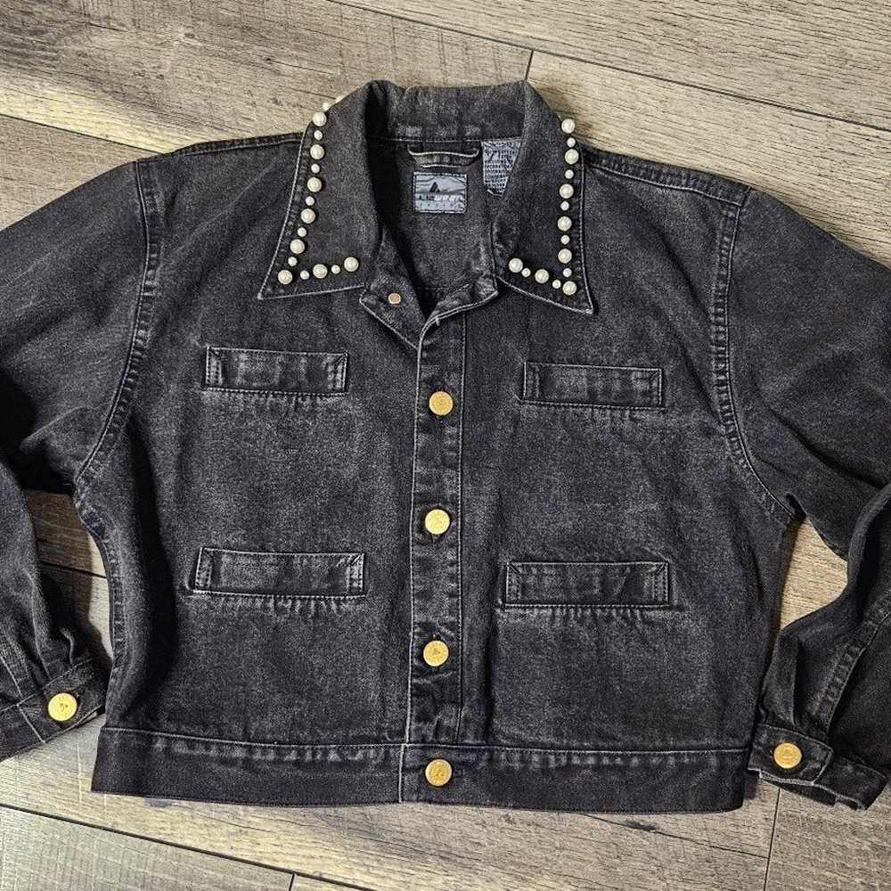 Liz Claiborne Vintage Lizwear Black Denim Jacket … - image 2