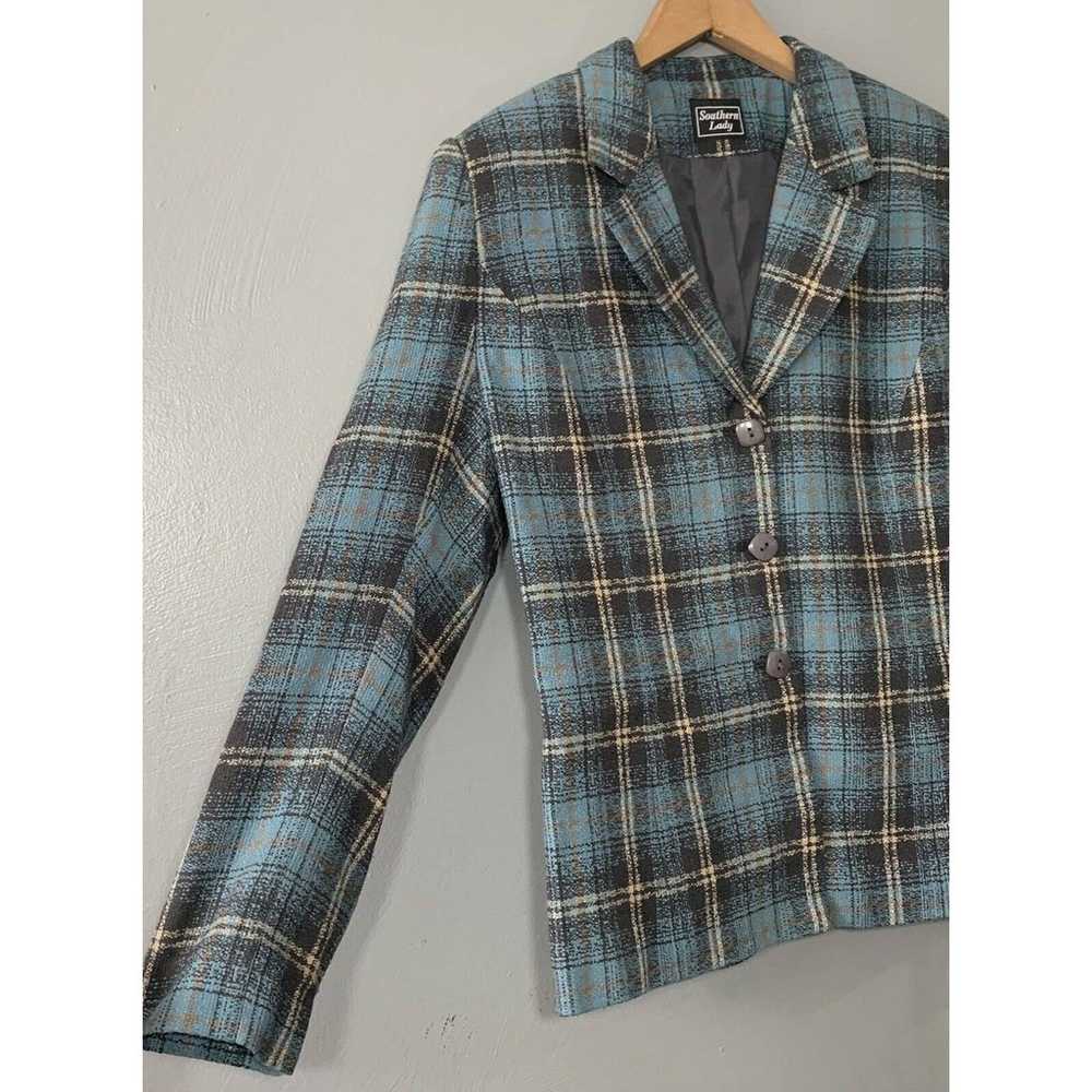 Vintage Southern Lady Womens 10 Blue Plaid Button… - image 2