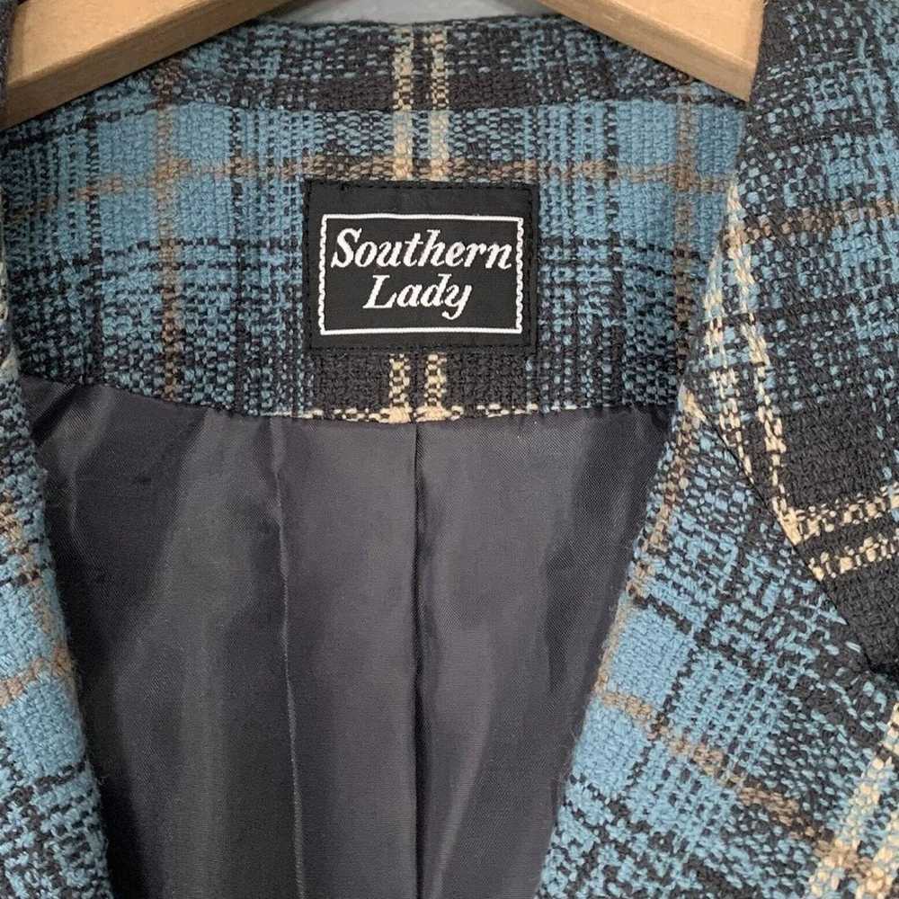 Vintage Southern Lady Womens 10 Blue Plaid Button… - image 4