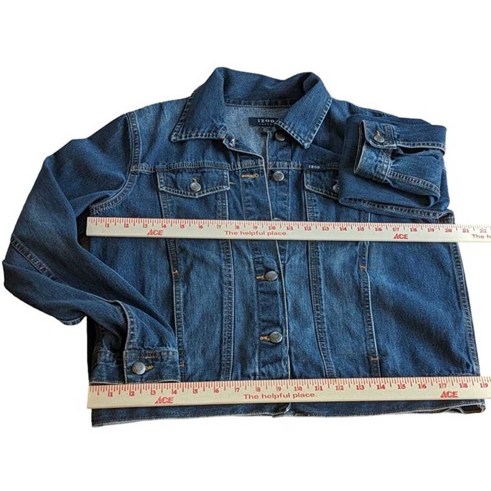 IZOD Denim Jacket M Blue Jean Trucker Cotton Butt… - image 10