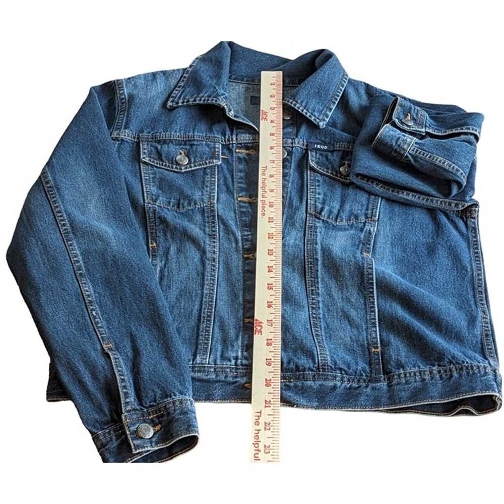 IZOD Denim Jacket M Blue Jean Trucker Cotton Butt… - image 11