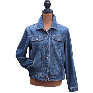 IZOD Denim Jacket M Blue Jean Trucker Cotton Butt… - image 1