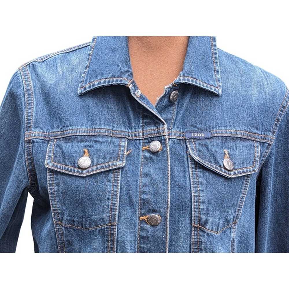 IZOD Denim Jacket M Blue Jean Trucker Cotton Butt… - image 3