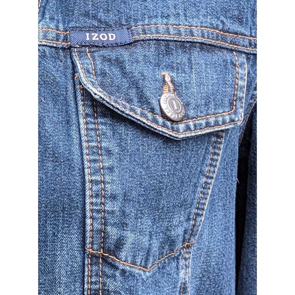 IZOD Denim Jacket M Blue Jean Trucker Cotton Butt… - image 8