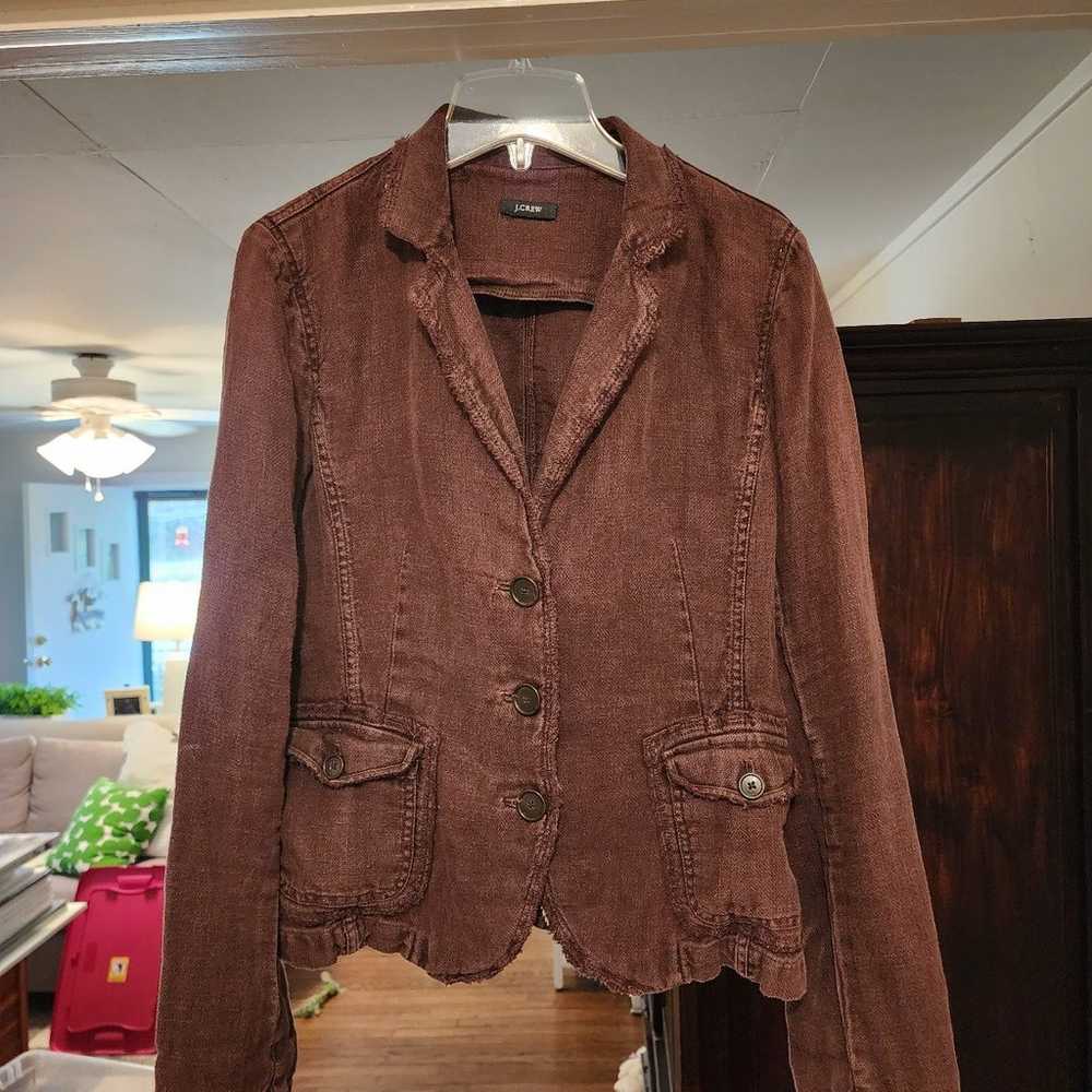 J Crew Womens Linen Jacket M Vintage - image 1