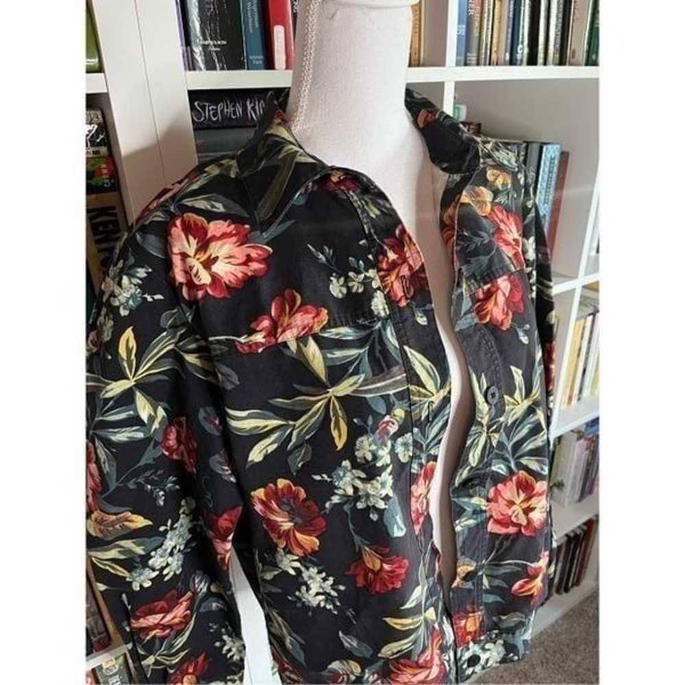 Coldwater Creek Black Multi Floral Long Sleeve Co… - image 1