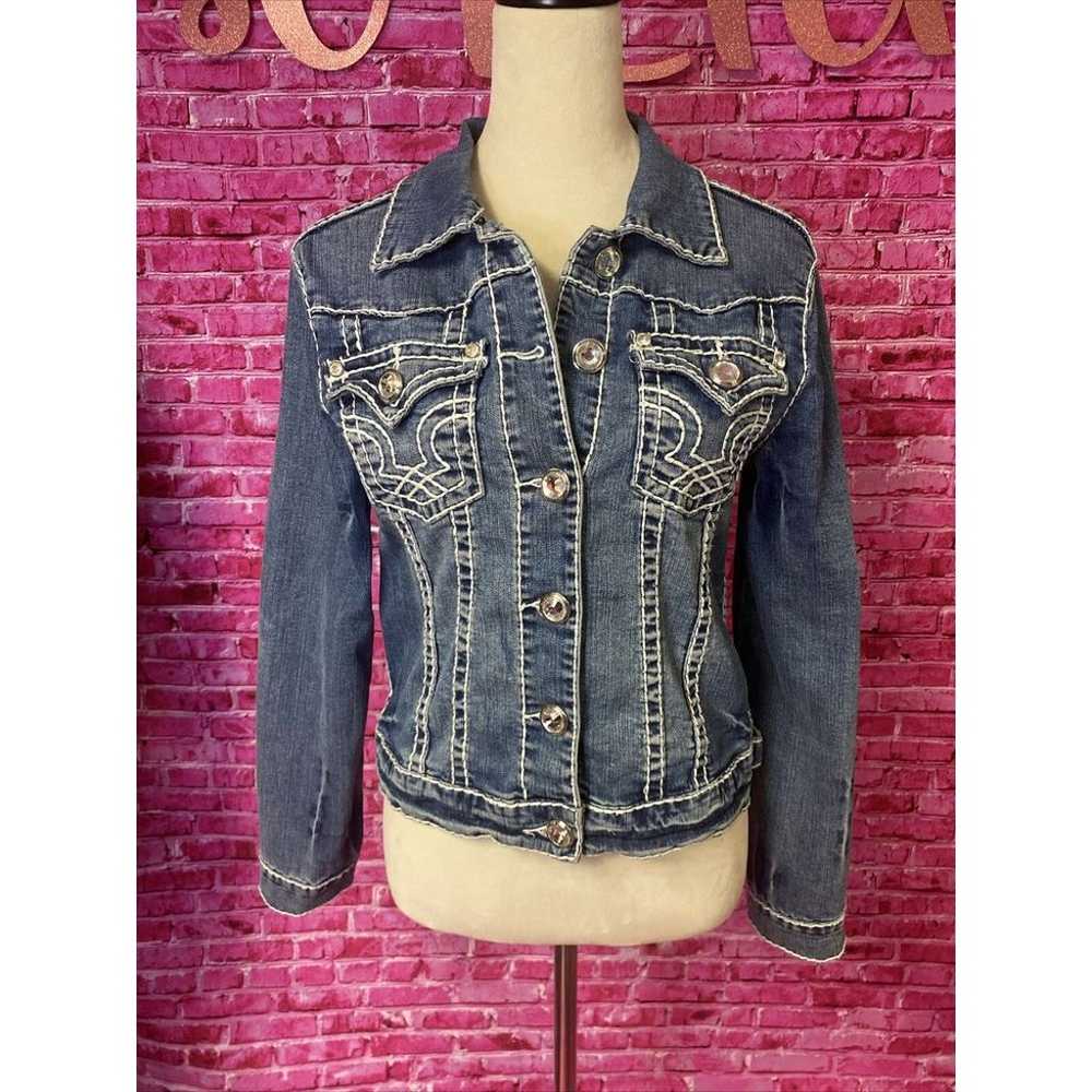 Vintage Y2K Western Bling Embellished Jean Jacket… - image 2