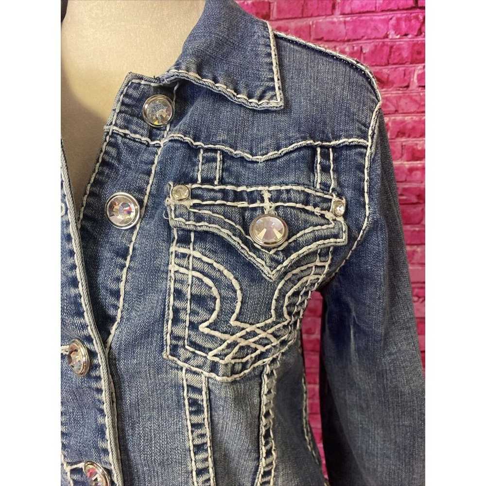 Vintage Y2K Western Bling Embellished Jean Jacket… - image 3