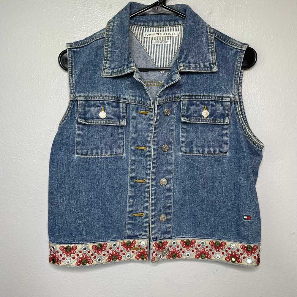 VINTAGE 2000 TOMMY HILFIGER DENIM VEST M - image 2