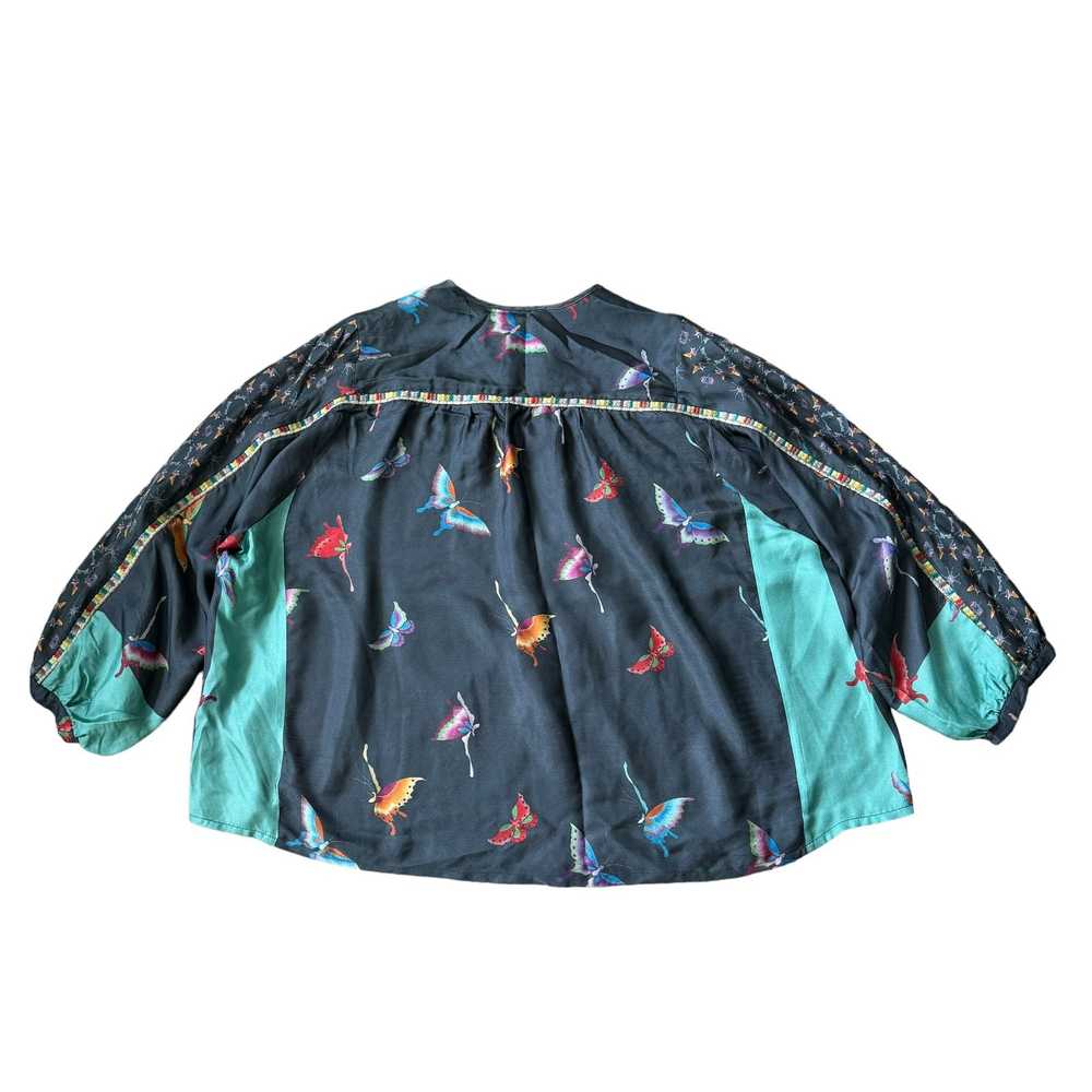 Johnny Was Butterfly Silk Blouse Rainbow Blouson - image 3