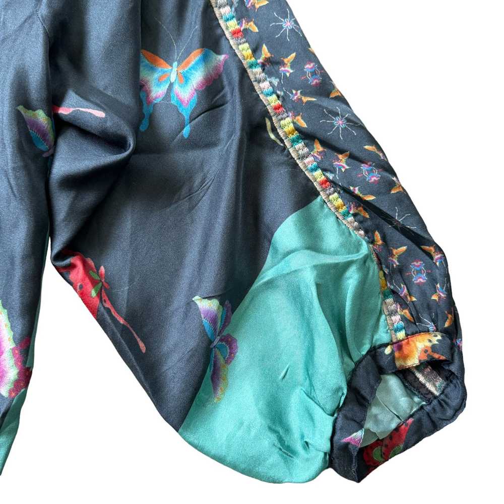 Johnny Was Butterfly Silk Blouse Rainbow Blouson - image 6