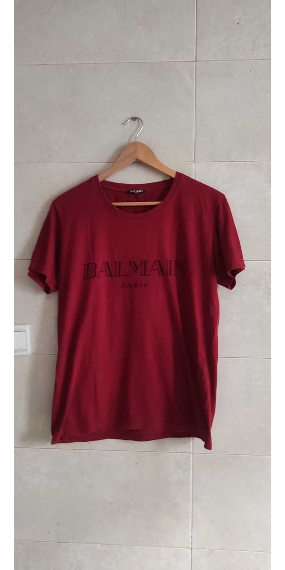 Balmain × Luxury Balmain Red Logo Print Cotton Cr… - image 10