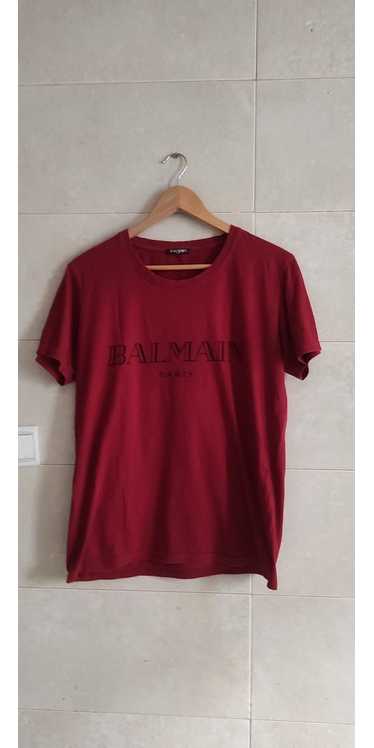 Balmain × Luxury Balmain Red Logo Print Cotton Cr… - image 1