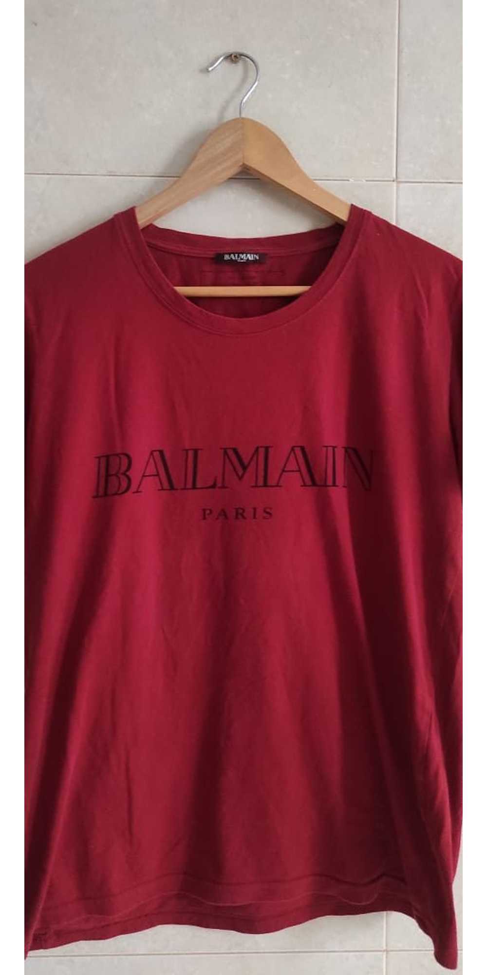 Balmain × Luxury Balmain Red Logo Print Cotton Cr… - image 3