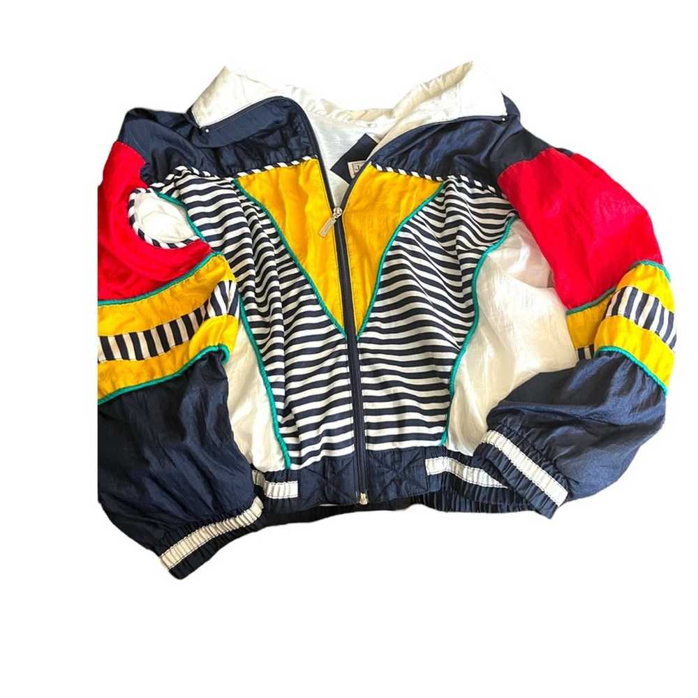 Vintage Color Block Striped Windbreaker - image 2