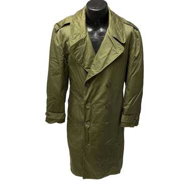 Unkwn Vtg Korean War Green TRENCH Military Overco… - image 1